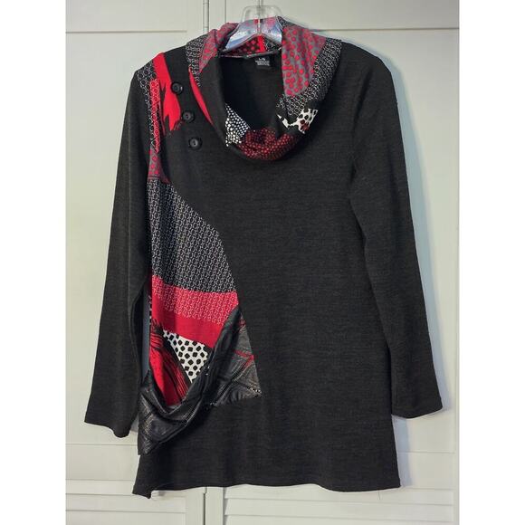 Michael Tyler Women’s Large Cowl Neck Casual Artsy Long Sleeve Pullover Tunic - Picture 1 of 5